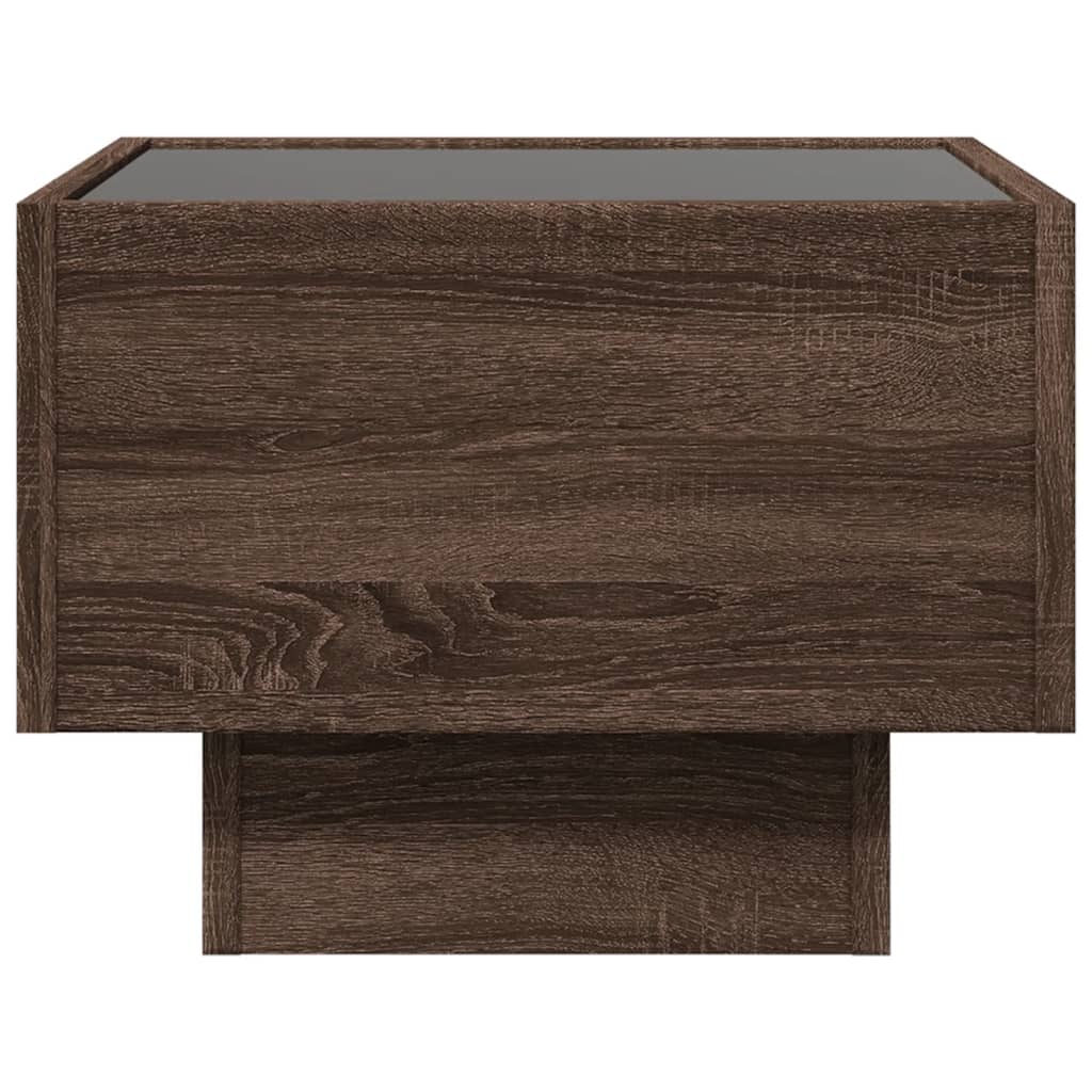 vidaXL Side Table with LED Brown Oak 40x40x30 cm Engineered Wood 6