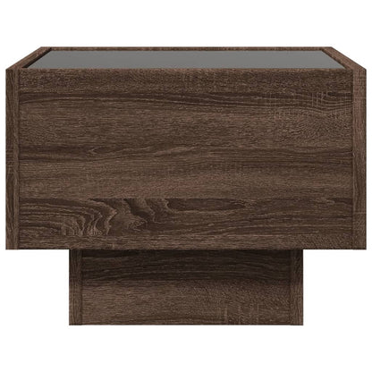 vidaXL Side Table with LED Brown Oak 40x40x30 cm Engineered Wood 6