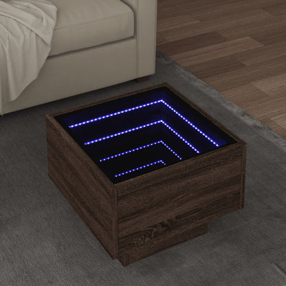 vidaXL Side Table with LED Brown Oak 40x40x30 cm Engineered Wood 1