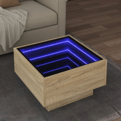 Coffee Table with LED Engineered Wood Depth 50 cm Sonoma oak 50 cm