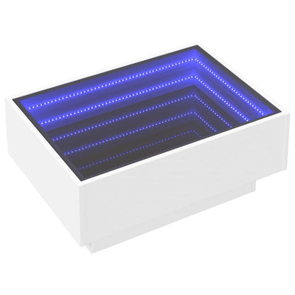 Coffee Table with LED Engineered Wood Depth 50 cm White 70 cm