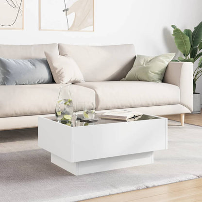 Coffee Table with LED Engineered Wood Depth 50 cm White 70 cm
