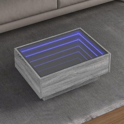 Coffee Table with LED Engineered Wood Depth 50 cm Grey sonoma 70 cm