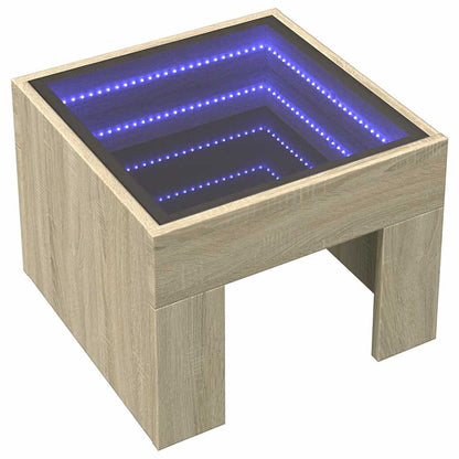 vidaXL Coffee Table with Infinity LED Sonoma Oak 40x40x30 cm 3