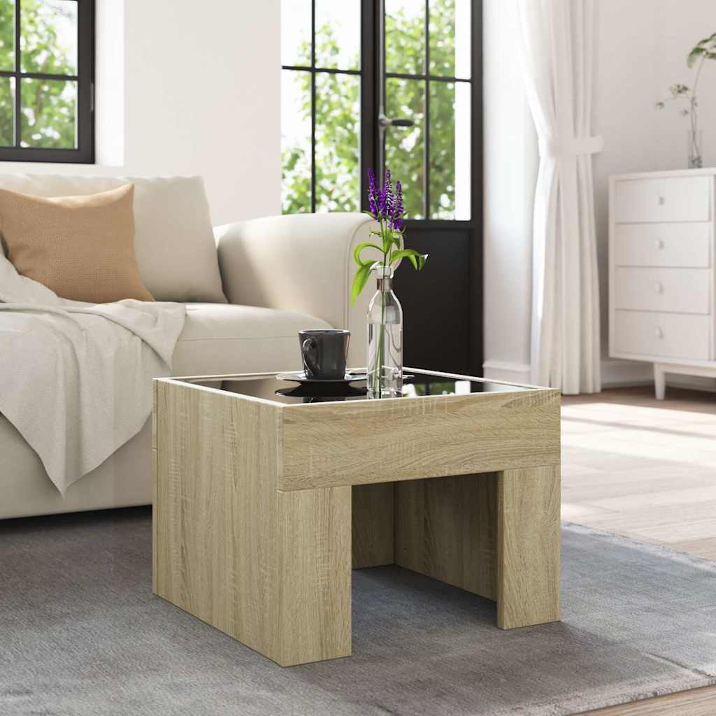 vidaXL Coffee Table with Infinity LED Sonoma Oak 40x40x30 cm 4
