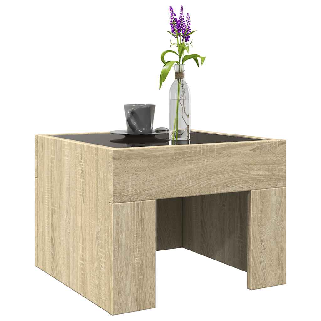 vidaXL Coffee Table with Infinity LED Sonoma Oak 40x40x30 cm 5