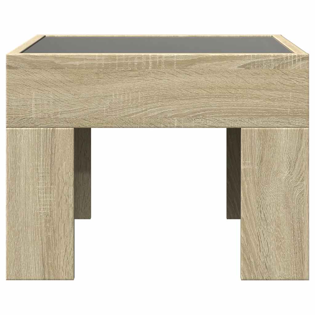 vidaXL Coffee Table with Infinity LED Sonoma Oak 40x40x30 cm 6