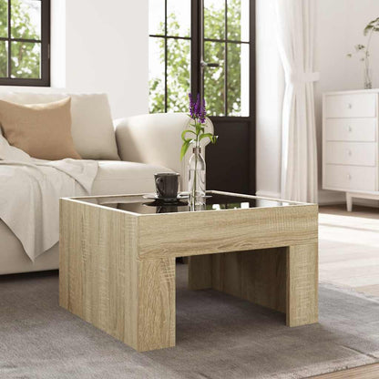 vidaXL Coffee Table with Infinity LED Sonoma Oak 50x50x30 cm 4