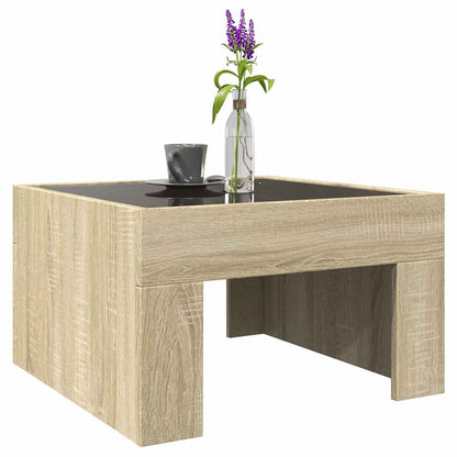 vidaXL Coffee Table with Infinity LED Sonoma Oak 50x50x30 cm 5