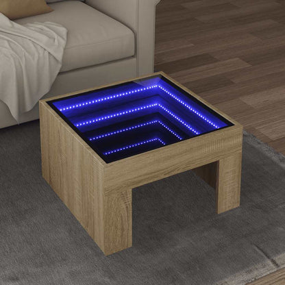 vidaXL Coffee Table with Infinity LED Sonoma Oak 50x50x30 cm 1
