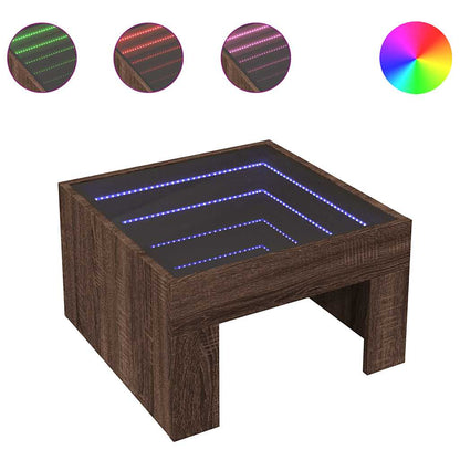 vidaXL Coffee Table with Infinity LED Brown Oak 50x50x30 cm 2