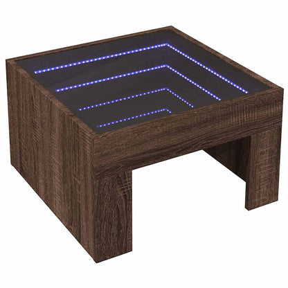 vidaXL Coffee Table with Infinity LED Brown Oak 50x50x30 cm 3