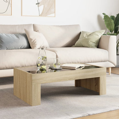 Coffee Table with Infinity LED 90x50x30 cm Sonoma oak