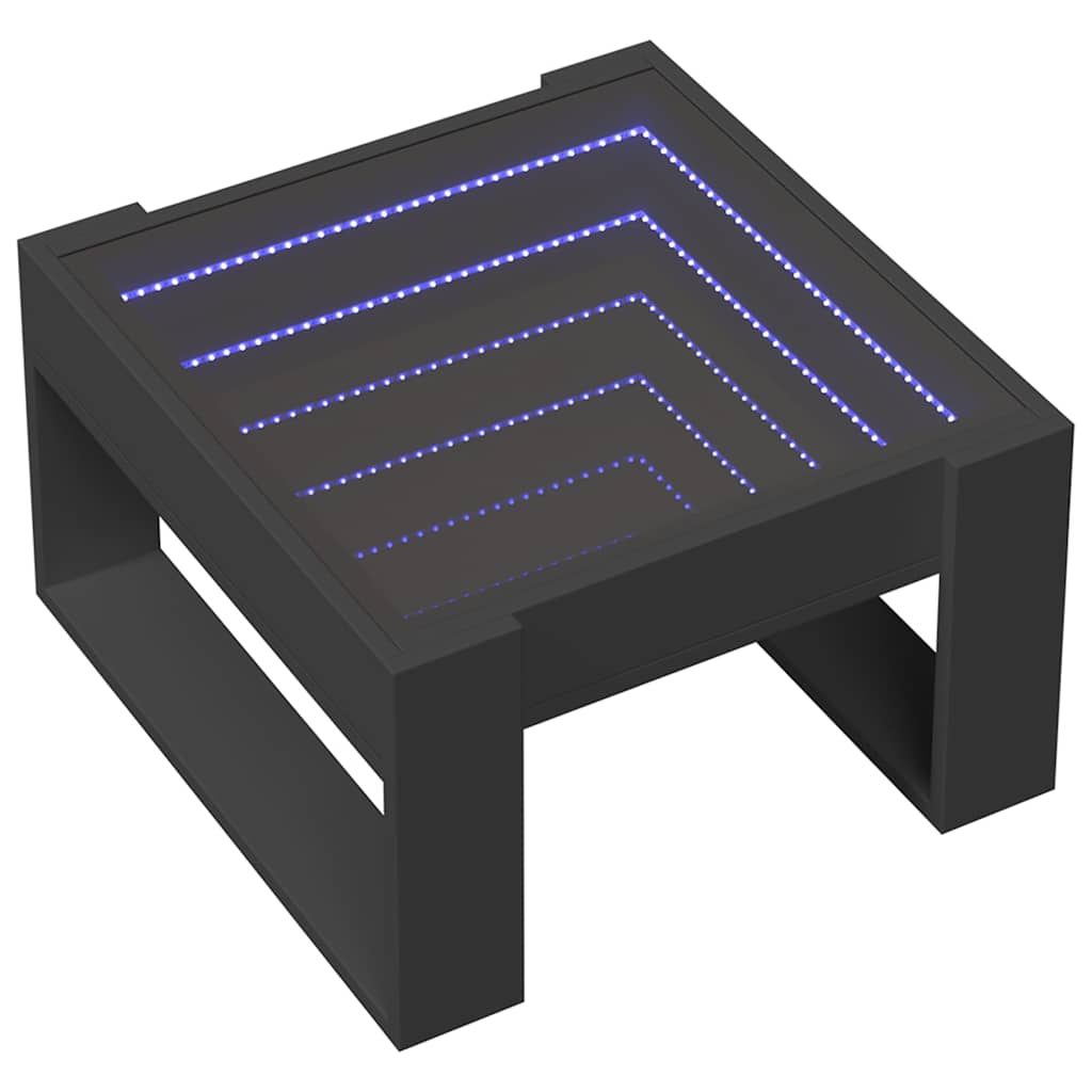 vidaXL Coffee Table with Infinity LED Black 50x53x30 cm 3