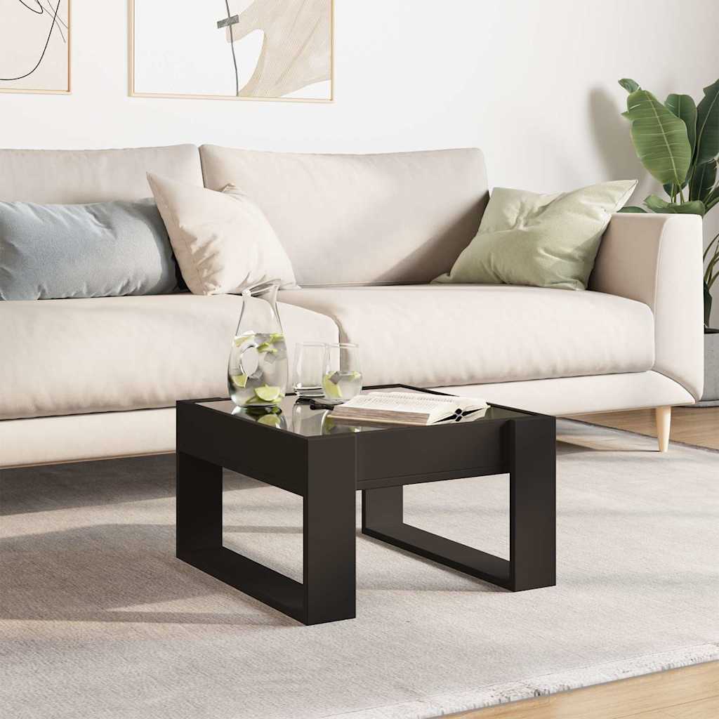 vidaXL Coffee Table with Infinity LED Black 50x53x30 cm 4