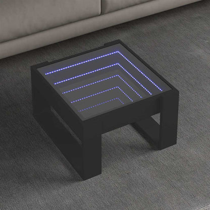 vidaXL Coffee Table with Infinity LED Black 50x53x30 cm 1