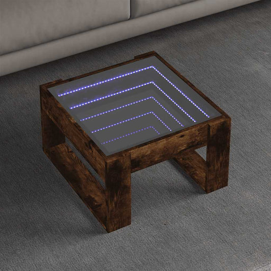 vidaXL Coffee Table with Infinity LED Smoked Oak 50x53x30 cm 1