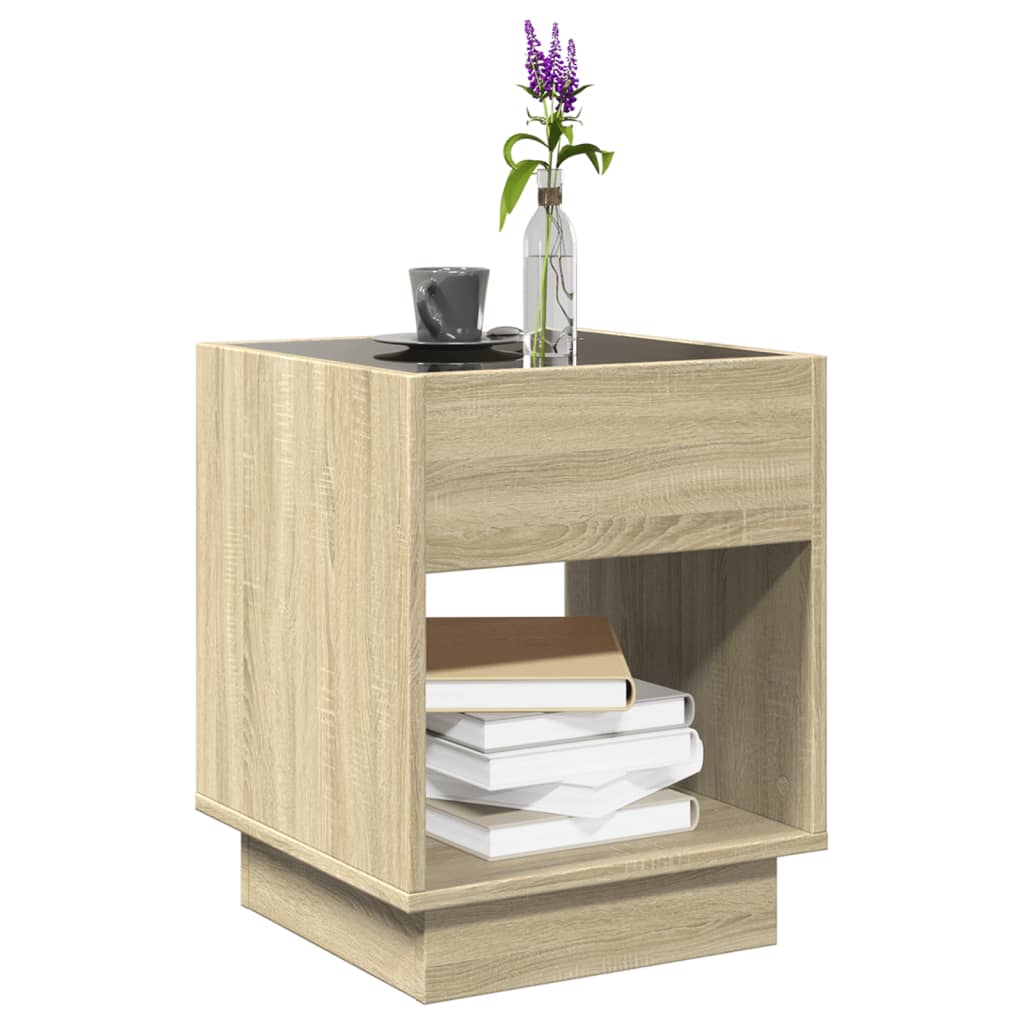 vidaXL Coffee Table with Infinity LED Sonoma Oak 40x40x50 cm 5