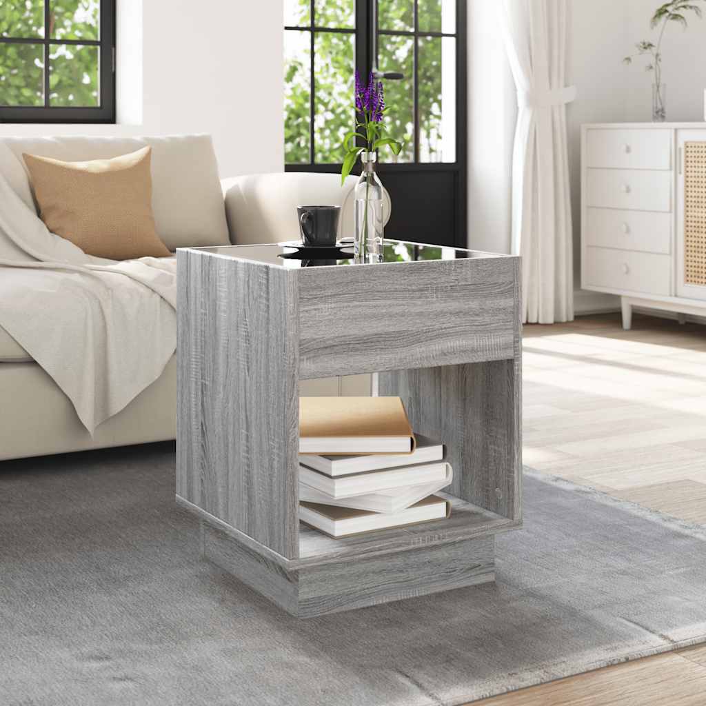 Coffee Table with Infinity LED 40x40x50 cm Length 40 cm Grey sonoma