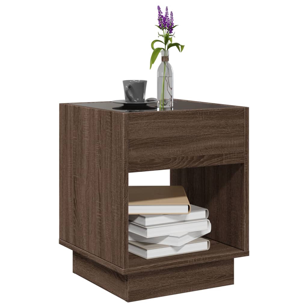 vidaXL Coffee Table with Infinity LED Brown Oak 40x40x50 cm 5