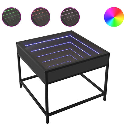vidaXL Coffee Table with Infinity LED Black 50x50x41 cm 2