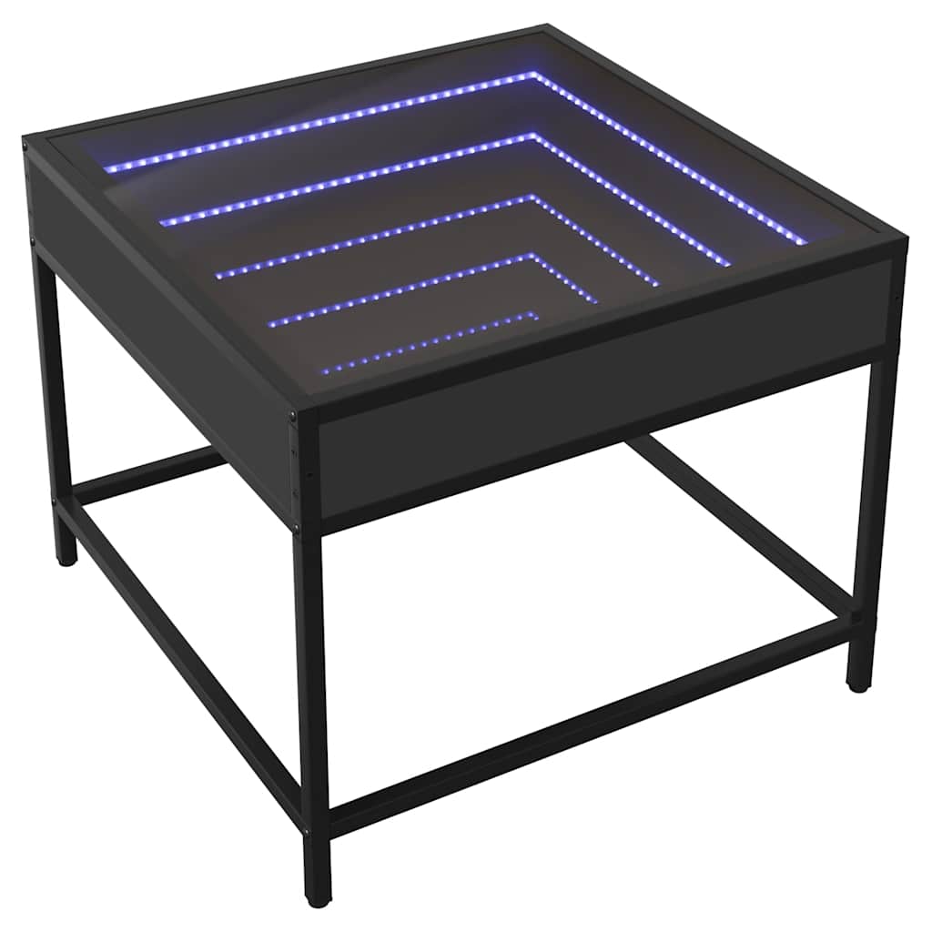 vidaXL Coffee Table with Infinity LED Black 50x50x41 cm 3