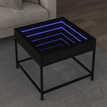 vidaXL Coffee Table with Infinity LED Black 50x50x41 cm 1