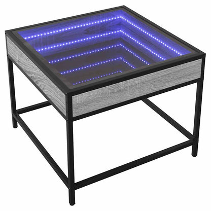 vidaXL Coffee Table with Infinity LED Grey Sonoma 50x50x41 cm 3