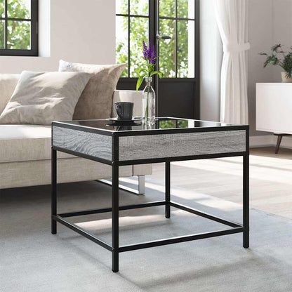 vidaXL Coffee Table with Infinity LED Grey Sonoma 50x50x41 cm 4