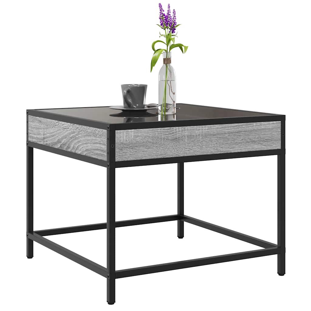 vidaXL Coffee Table with Infinity LED Grey Sonoma 50x50x41 cm 5