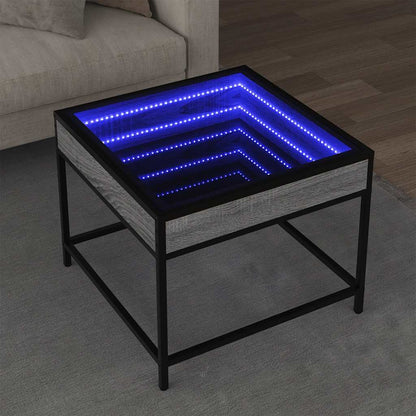 vidaXL Coffee Table with Infinity LED Grey Sonoma 50x50x41 cm 1