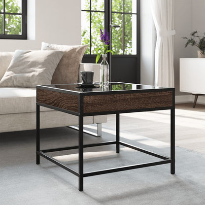 vidaXL Coffee Table with Infinity LED Brown Oak 50x50x41 cm 4