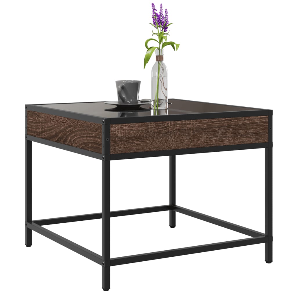 vidaXL Coffee Table with Infinity LED Brown Oak 50x50x41 cm 5