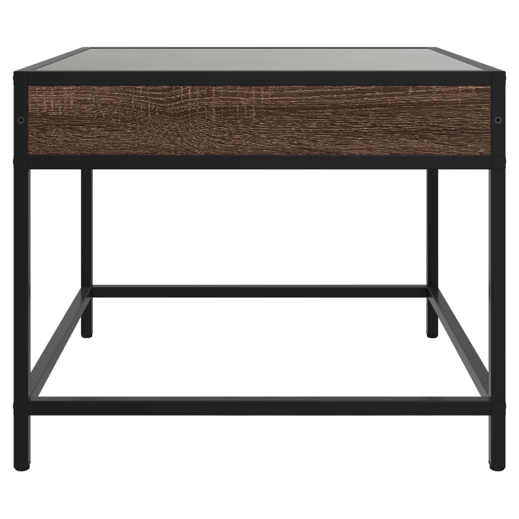 vidaXL Coffee Table with Infinity LED Brown Oak 50x50x41 cm 6
