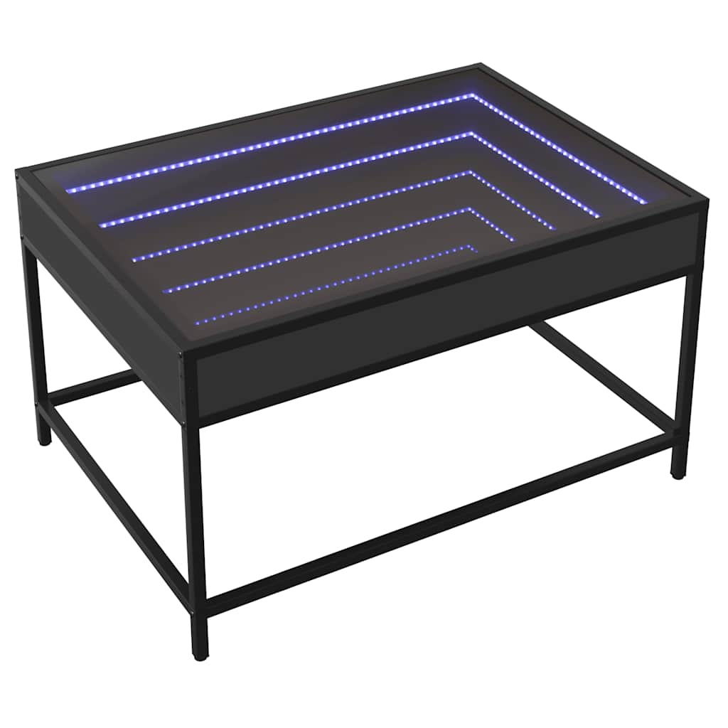 vidaXL Coffee Table with Infinity LED Black 70x50x41 cm 3