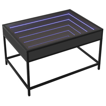 vidaXL Coffee Table with Infinity LED Black 70x50x41 cm 3