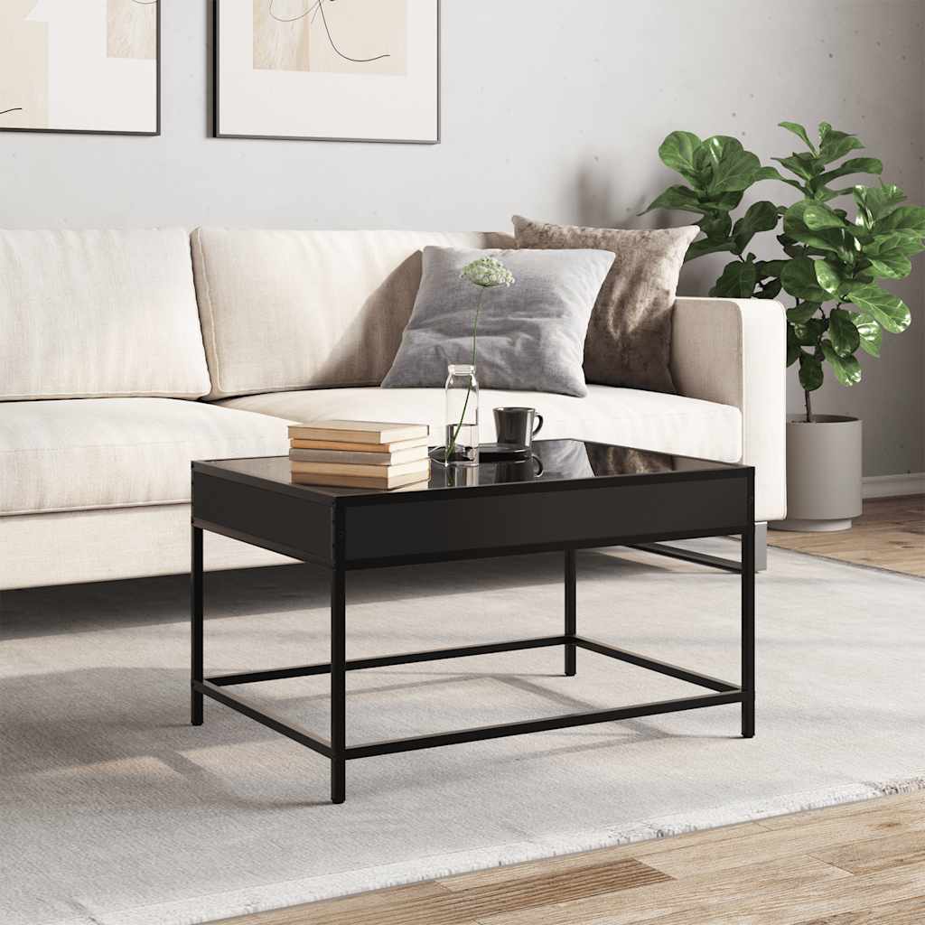 vidaXL Coffee Table with Infinity LED Black 70x50x41 cm 4