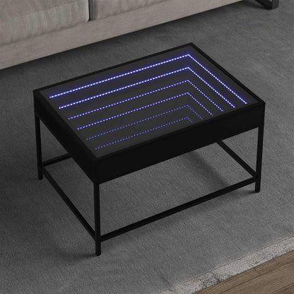 vidaXL Coffee Table with Infinity LED Black 70x50x41 cm 1