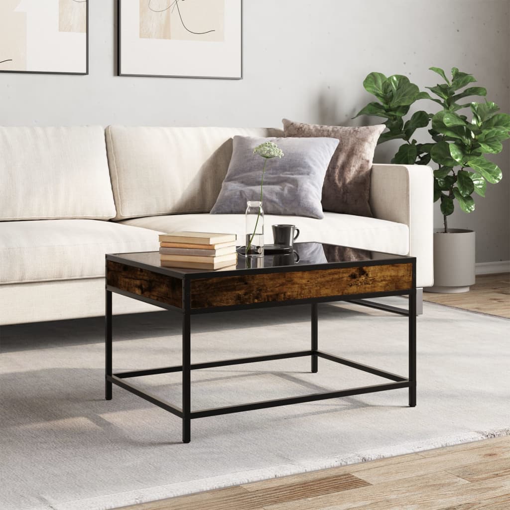 vidaXL Coffee Table with Infinity LED Smoked Oak 70x50x41 cm 4