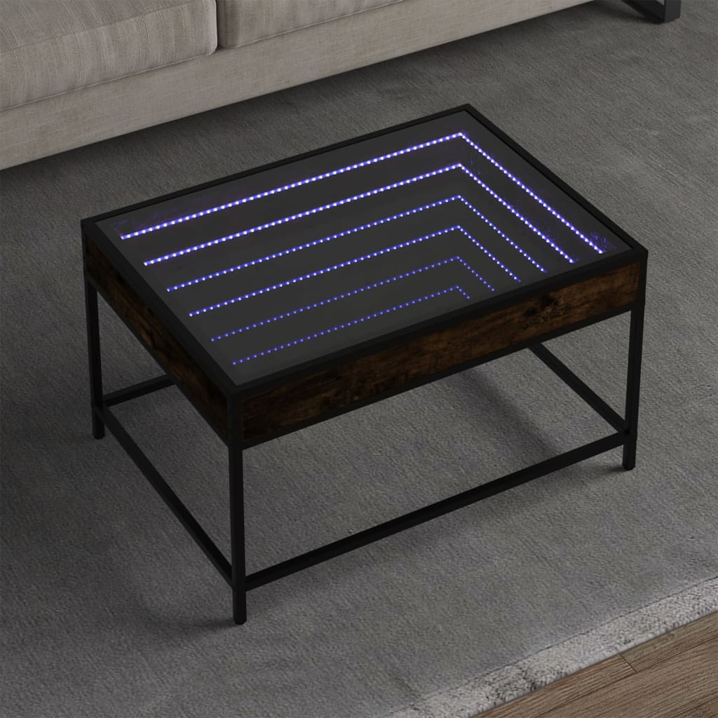 vidaXL Coffee Table with Infinity LED Smoked Oak 70x50x41 cm 1