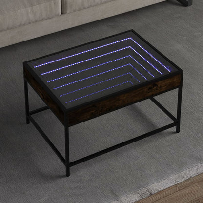 vidaXL Coffee Table with Infinity LED Smoked Oak 70x50x41 cm 1