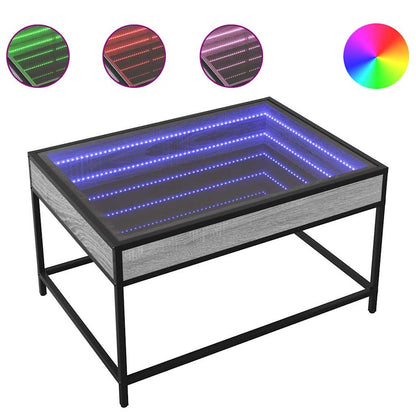 vidaXL Coffee Table with Infinity LED Grey Sonoma 70x50x41 cm 2
