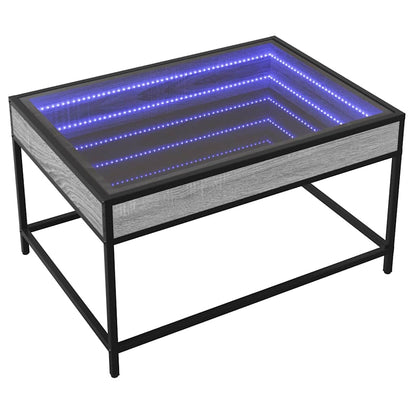 vidaXL Coffee Table with Infinity LED Grey Sonoma 70x50x41 cm 3
