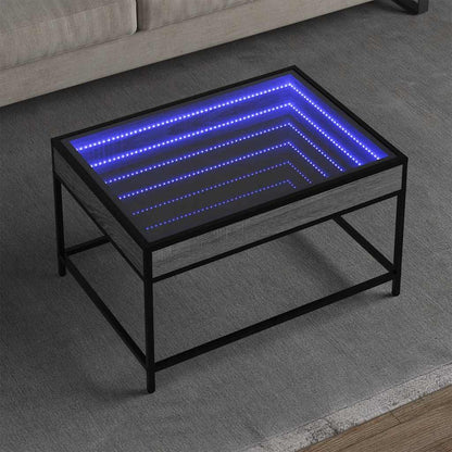 vidaXL Coffee Table with Infinity LED Grey Sonoma 70x50x41 cm 1