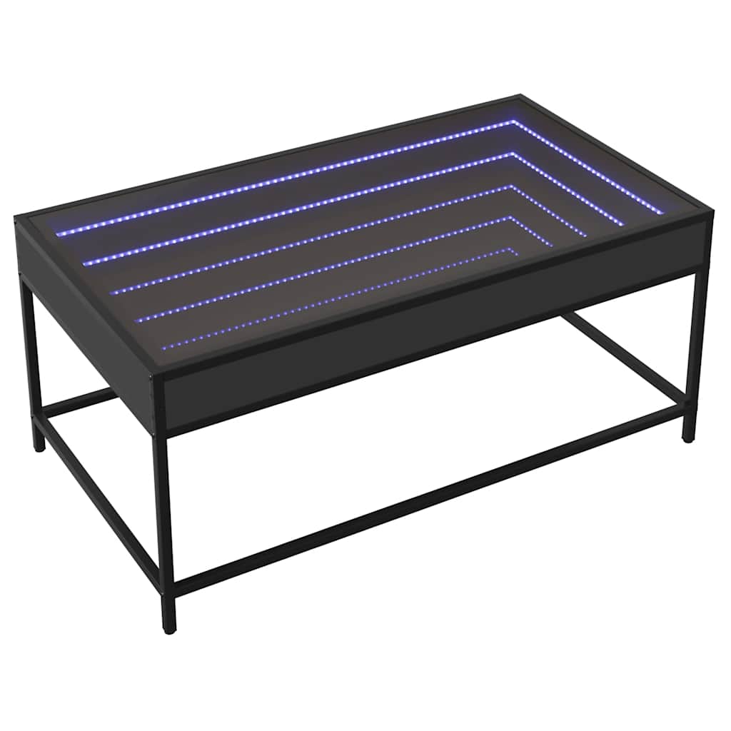 vidaXL Coffee Table with Infinity LED Black 90x50x41 cm 3