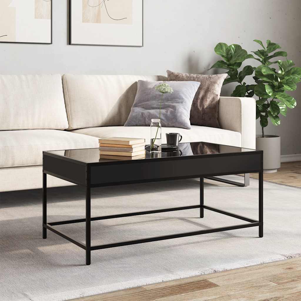 vidaXL Coffee Table with Infinity LED Black 90x50x41 cm 4