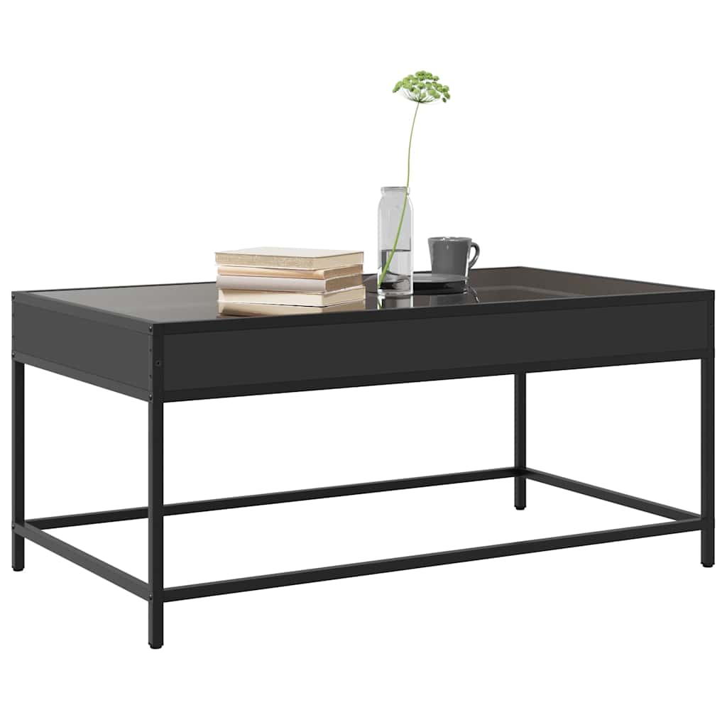 vidaXL Coffee Table with Infinity LED Black 90x50x41 cm 5