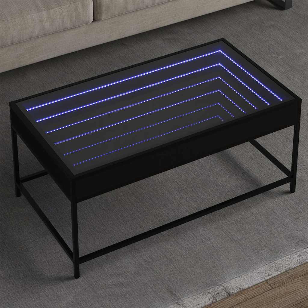 vidaXL Coffee Table with Infinity LED Black 90x50x41 cm 1