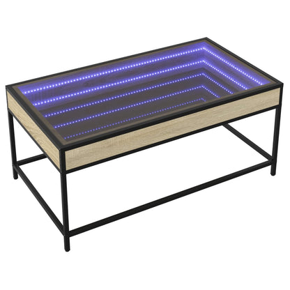 vidaXL Coffee Table with Infinity LED Sonoma Oak 90x50x41 cm 3
