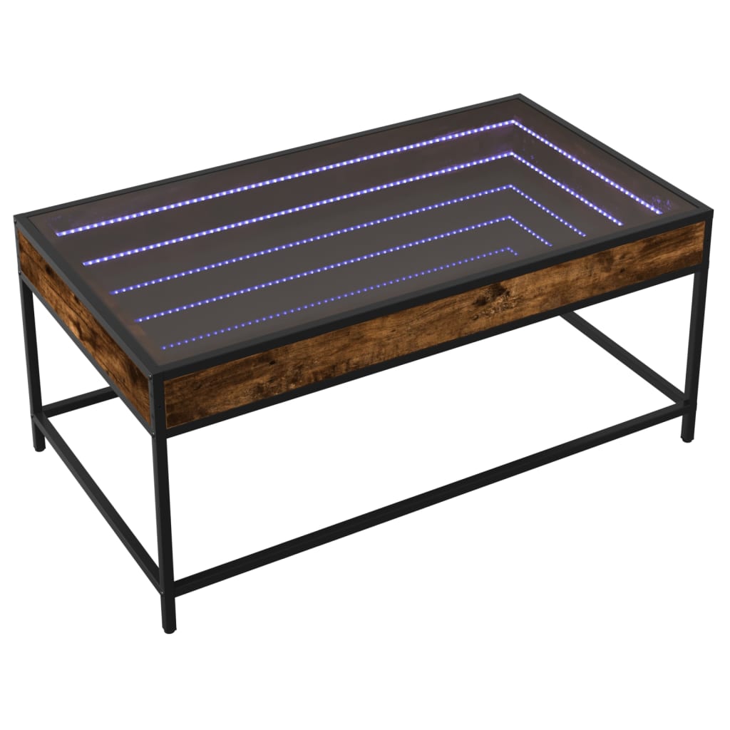 vidaXL Coffee Table with Infinity LED Smoked Oak 90x50x41 cm 3